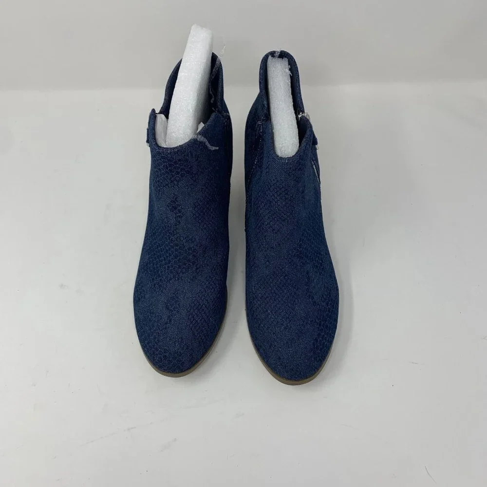 Style & Co‎ Masrinaa Ankle Booties Women's 5.5M Blue Snake Denim Side Zip S0646